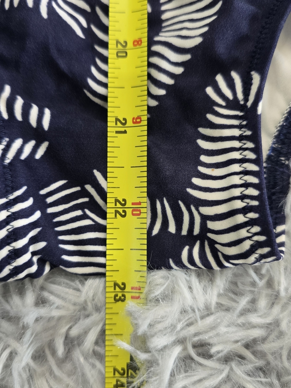 Navy Leaf-Print One-Piece Swimsuit With Tie Details - Picture 7 of 11